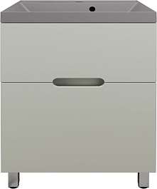 Style Line Тумба с кварцевой раковиной серый шелк Матис 60 олива – фотография-1